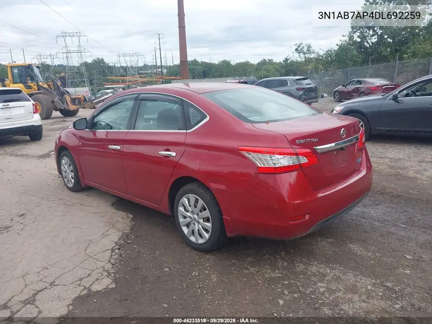 2013 NISSAN SENTRA VIN 3N1AB7AP4DL692259 — фото 3