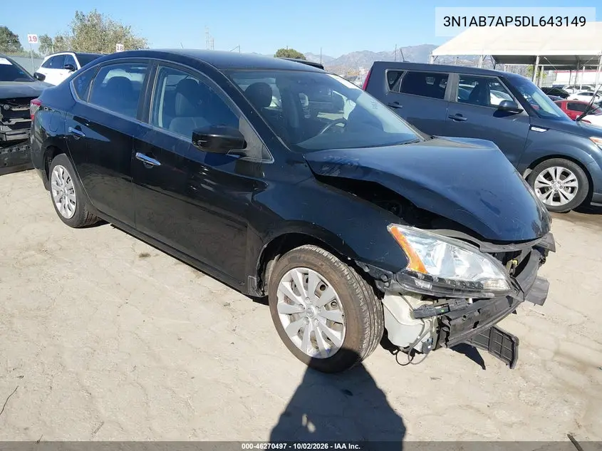 NISSAN SENTRA 2013, VIN 3N1AB7AP5DL643149