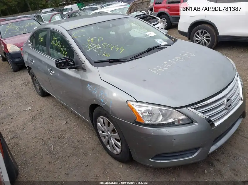 NISSAN SENTRA 2013, VIN 3N1AB7AP9DL781387