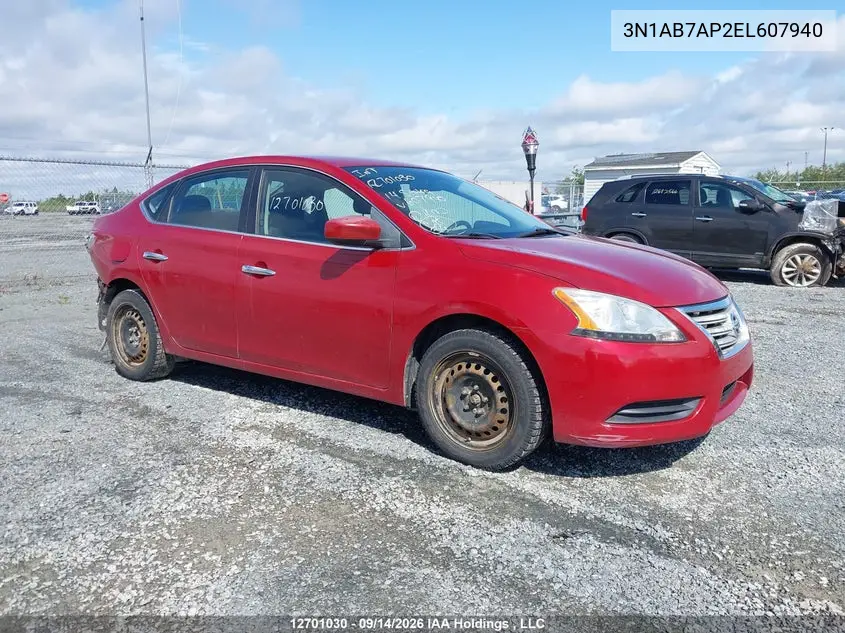 NISSAN SENTRA 2014, VIN 3N1AB7AP2EL607940