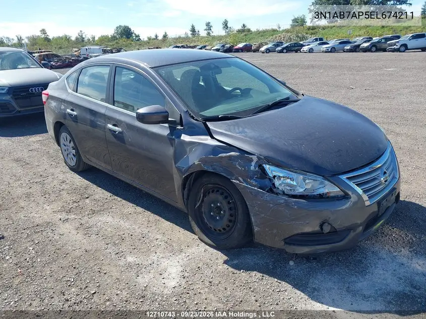 NISSAN SENTRA 2014, VIN 3N1AB7AP5EL674211