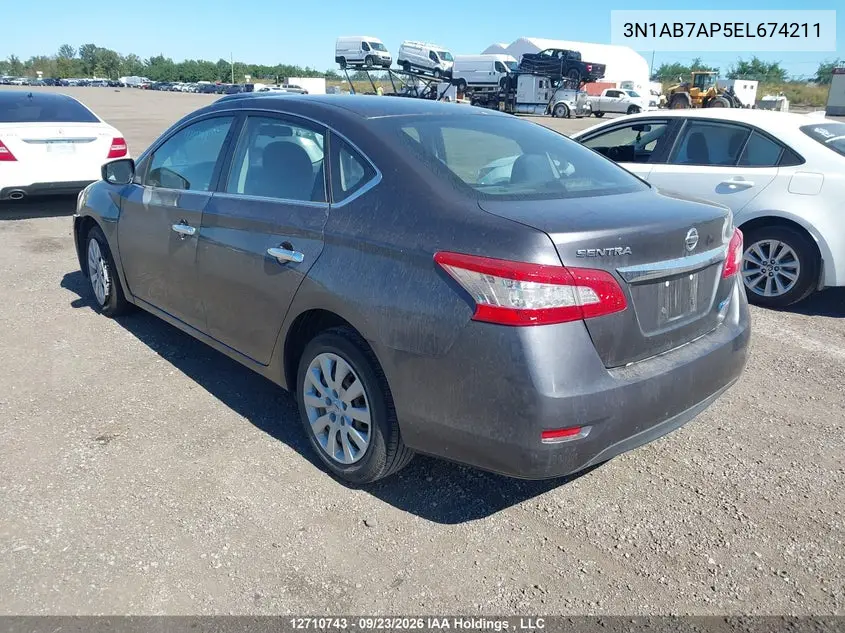 2014 NISSAN SENTRA VIN 3N1AB7AP5EL674211 — фото 3