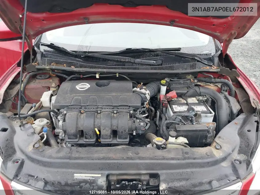 2014 NISSAN SENTRA VIN 3N1AB7AP0EL672012 — фото 10