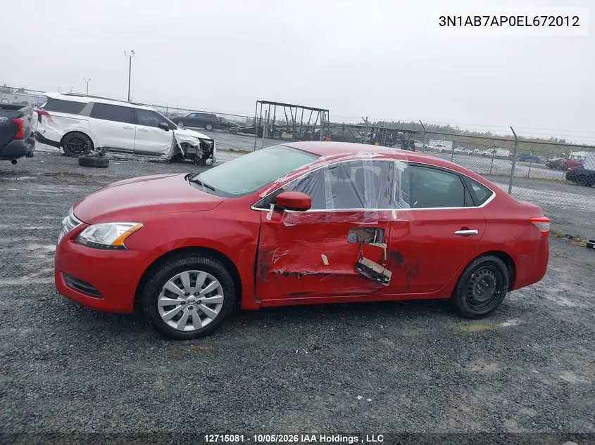 2014 NISSAN SENTRA VIN 3N1AB7AP0EL672012 — фото 15
