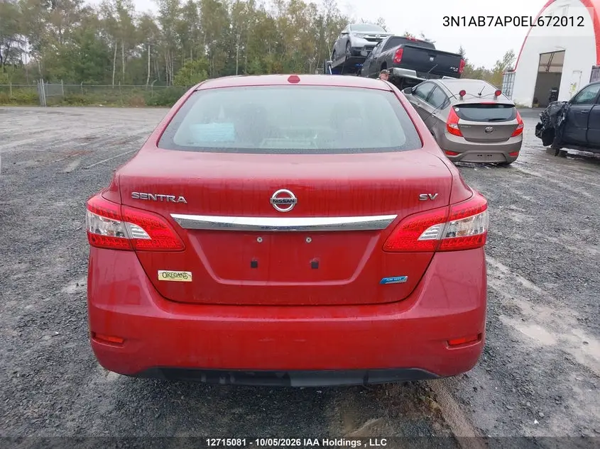 2014 NISSAN SENTRA VIN 3N1AB7AP0EL672012 — фото 17