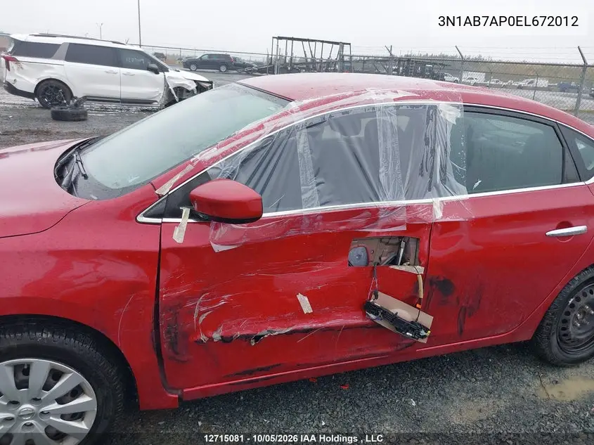 2014 NISSAN SENTRA VIN 3N1AB7AP0EL672012 — фото 6
