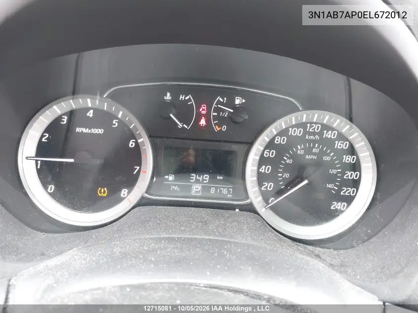 2014 NISSAN SENTRA VIN 3N1AB7AP0EL672012 — фото 7