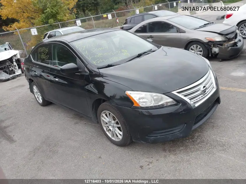 NISSAN SENTRA 2014, VIN 3N1AB7AP0EL680627