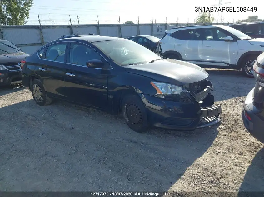 NISSAN SENTRA 2014, VIN 3N1AB7AP5EL608449