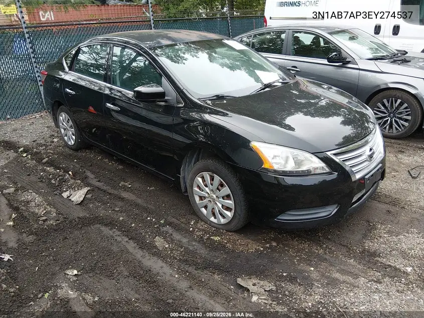 NISSAN SENTRA 2014, VIN 3N1AB7AP3EY274537