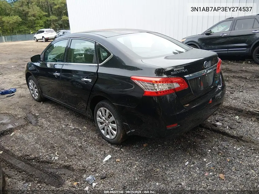 2014 NISSAN SENTRA VIN 3N1AB7AP3EY274537 — фото 3
