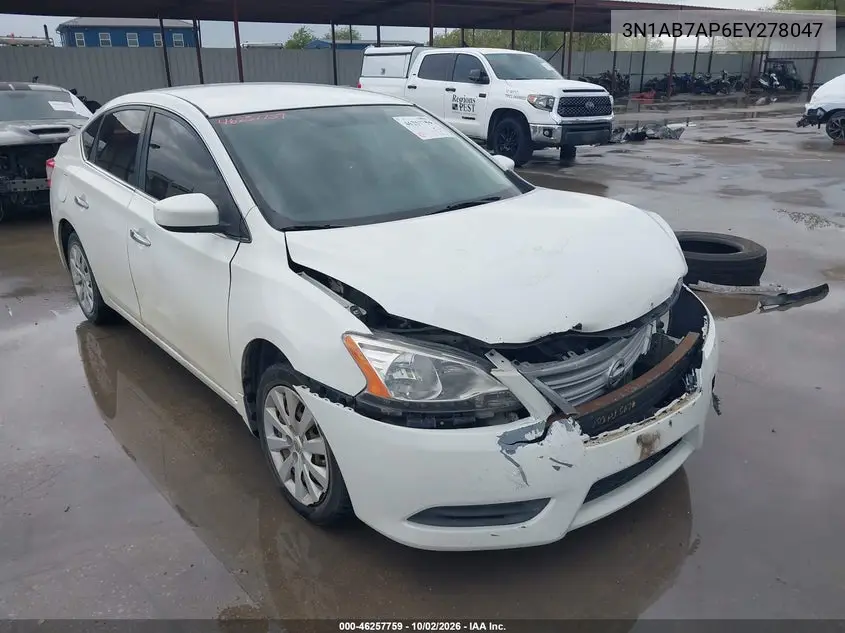 NISSAN SENTRA 2014, VIN 3N1AB7AP6EY278047