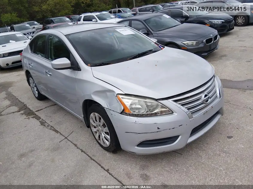 NISSAN SENTRA 2014, VIN 3N1AB7AP9EL654415