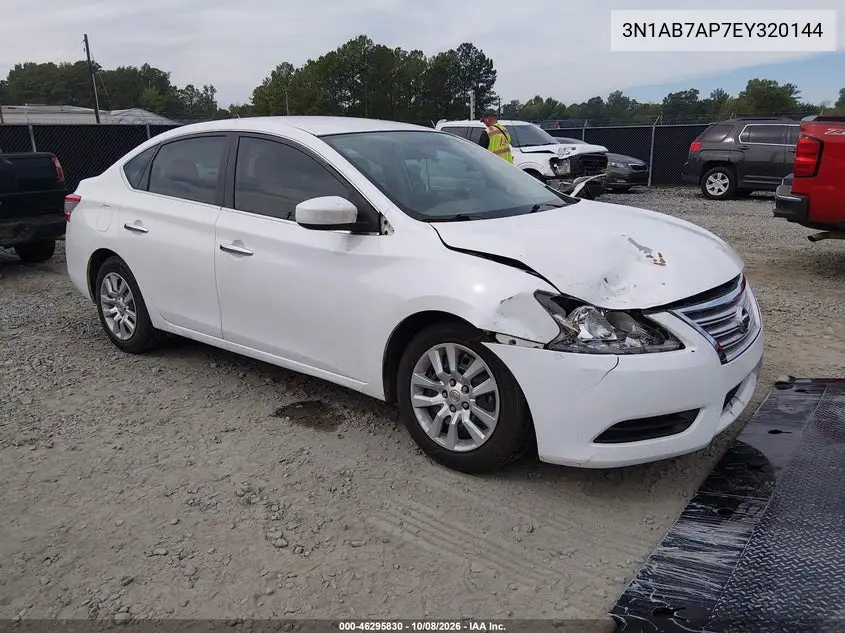 NISSAN SENTRA 2014, VIN 3N1AB7AP7EY320144