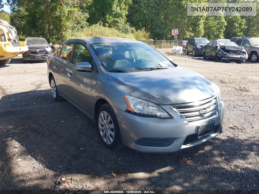 NISSAN SENTRA 2014, VIN 3N1AB7AP7EY242089