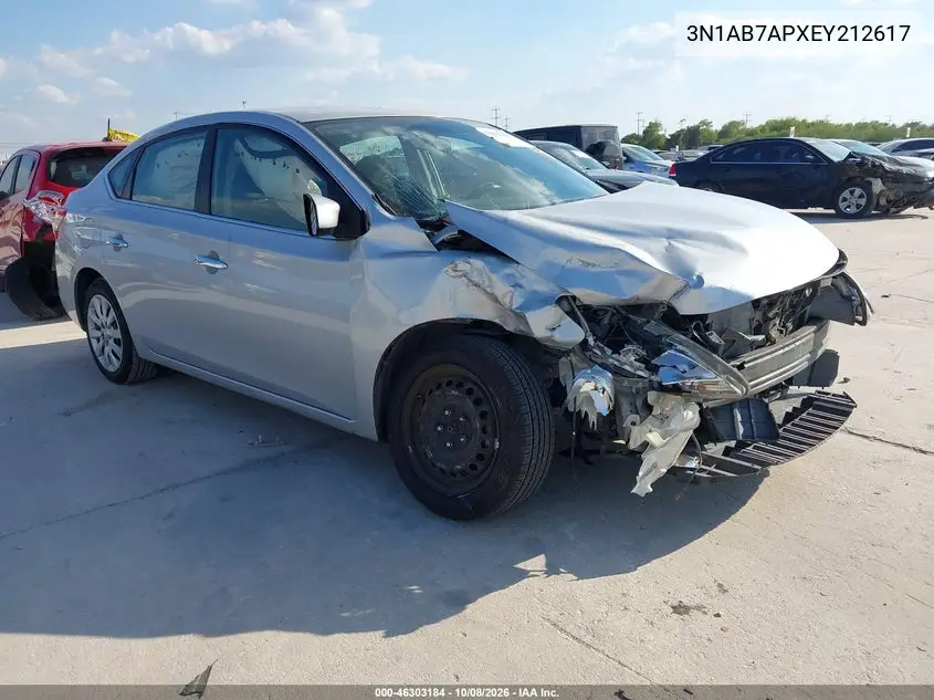 NISSAN SENTRA 2014, VIN 3N1AB7APXEY212617