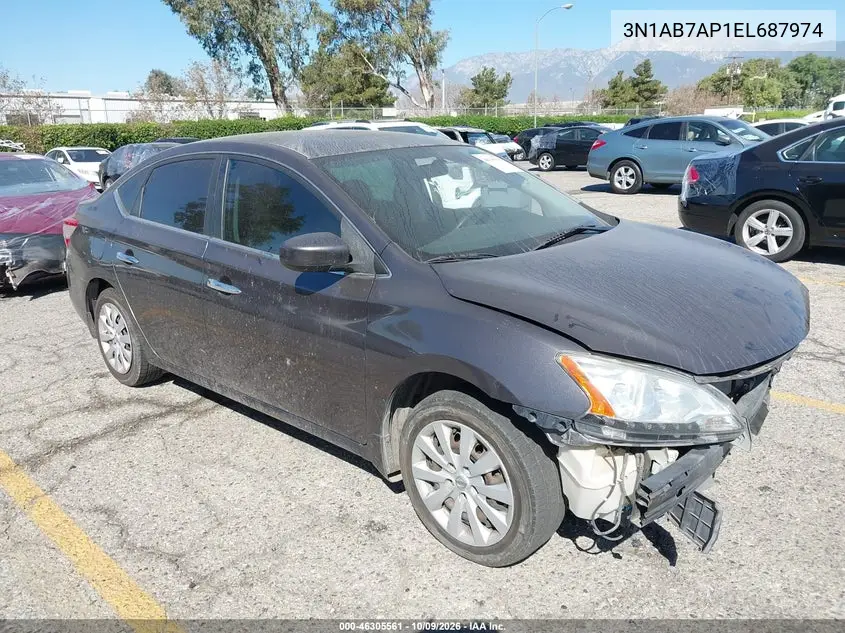NISSAN SENTRA 2014, VIN 3N1AB7AP1EL687974