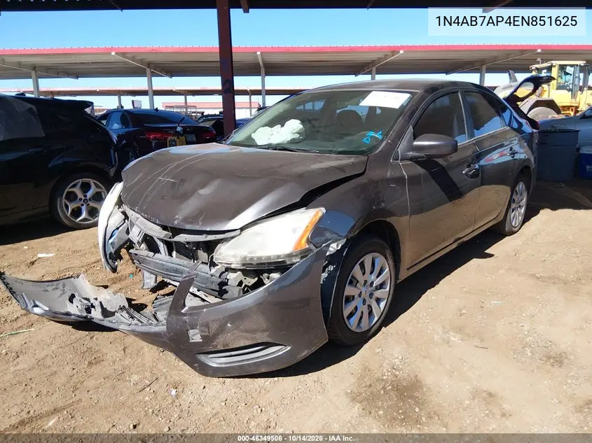 2014 NISSAN SENTRA VIN 1N4AB7AP4EN851625 — фото 2