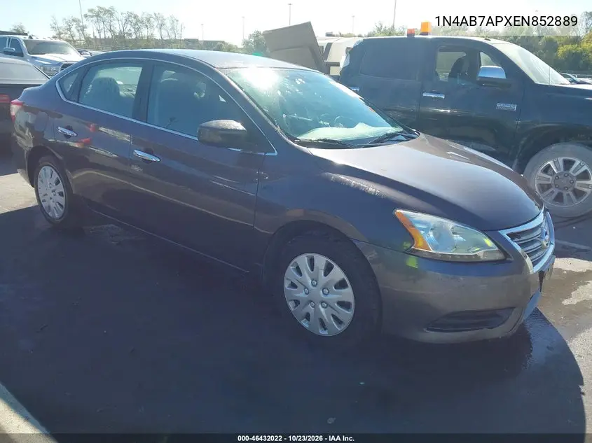 NISSAN SENTRA 2014, VIN 1N4AB7APXEN852889