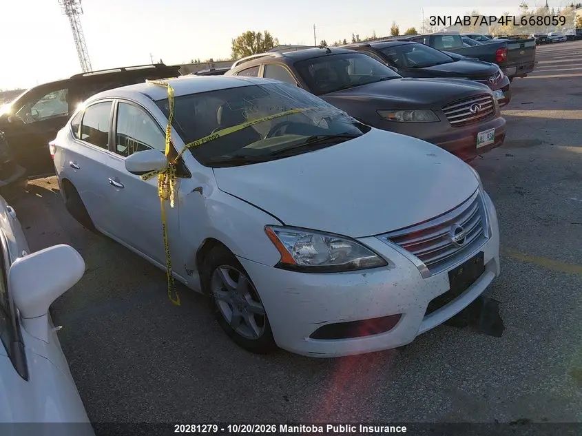 NISSAN SENTRA 2015, VIN 3N1AB7AP4FL668059
