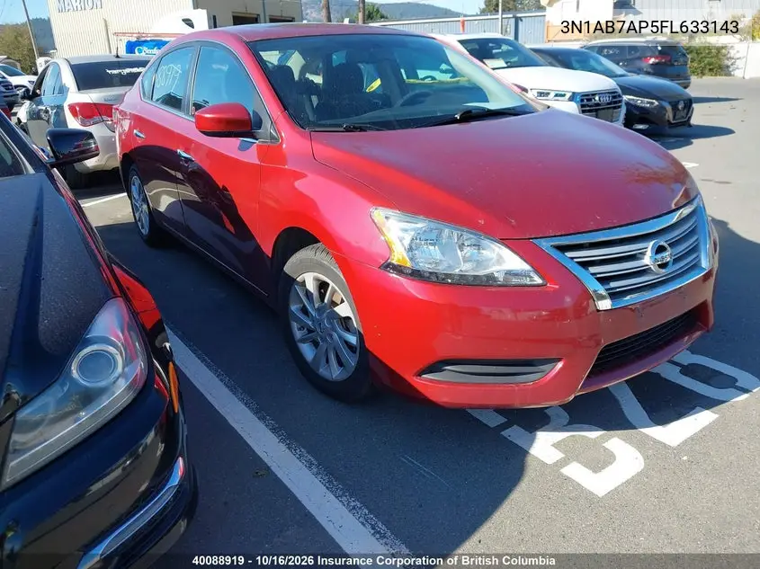 NISSAN SENTRA 2015, VIN 3N1AB7AP5FL633143