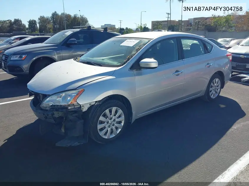 2015 NISSAN SENTRA VIN 3N1AB7AP4FY304758 — фото 2