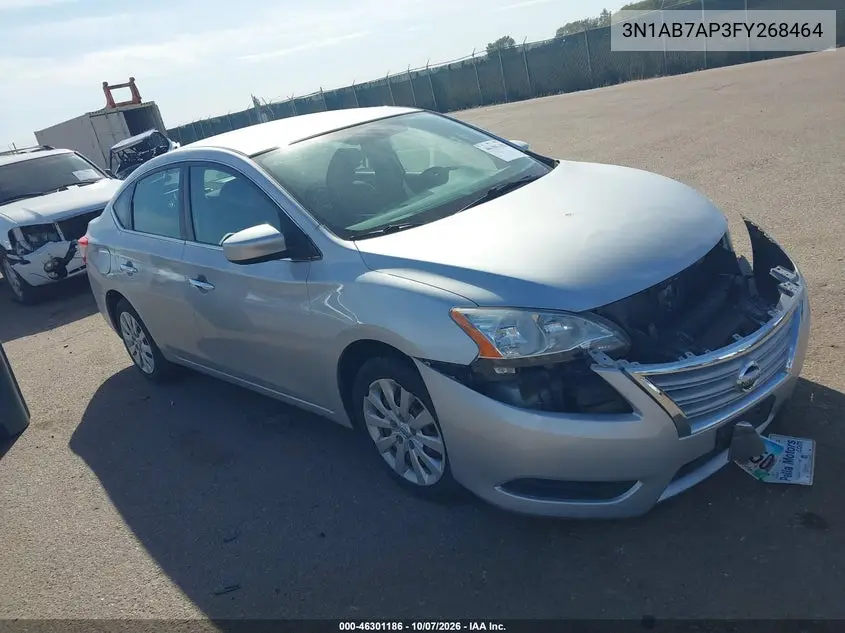 NISSAN SENTRA 2015, VIN 3N1AB7AP3FY268464