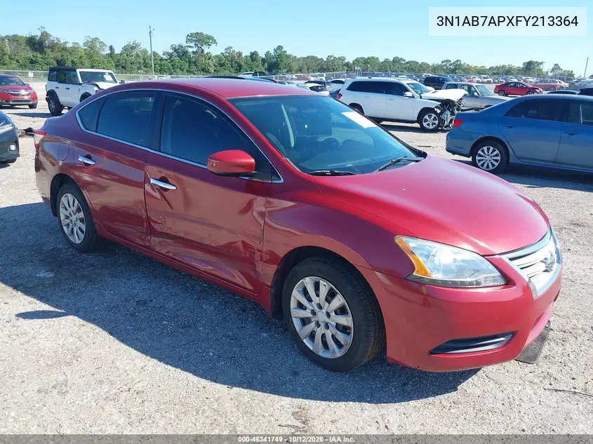 NISSAN SENTRA 2015, VIN 3N1AB7APXFY213364