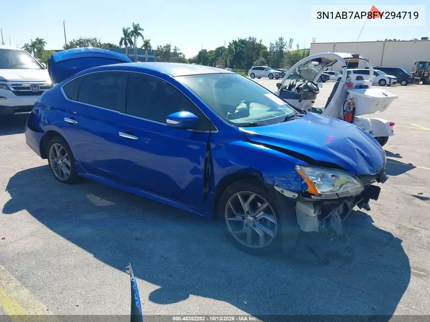 NISSAN SENTRA 2015, VIN 3N1AB7AP8FY294719