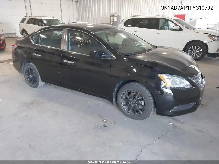 NISSAN SENTRA 2015, VIN 3N1AB7AP1FY310792