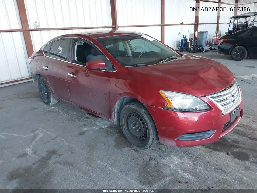 NISSAN SENTRA 2015, VIN 3N1AB7AP3FL667386