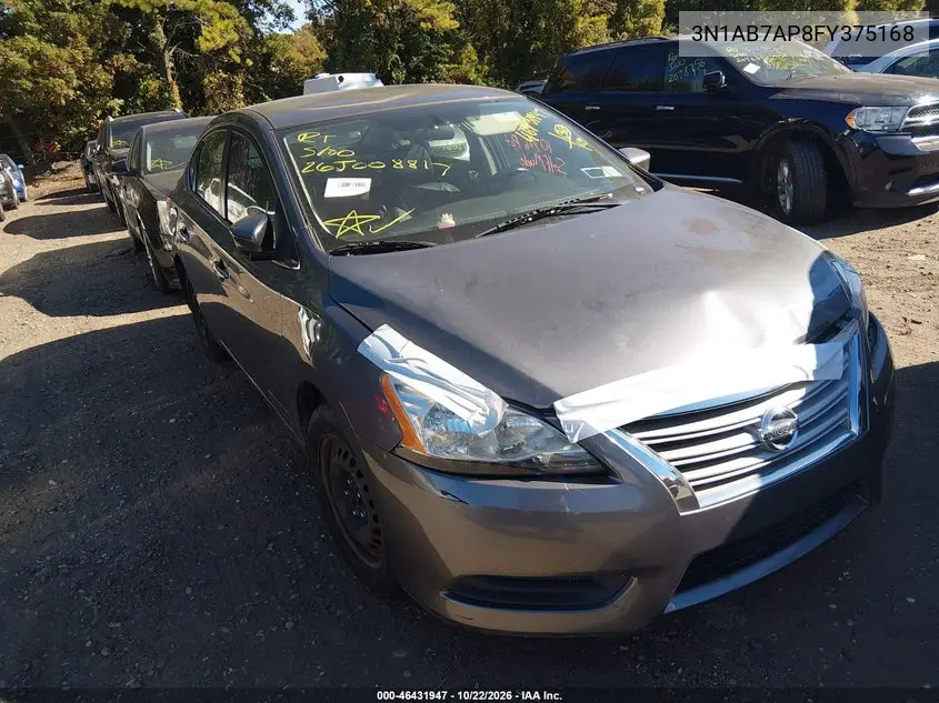 NISSAN SENTRA 2015, VIN 3N1AB7AP8FY375168