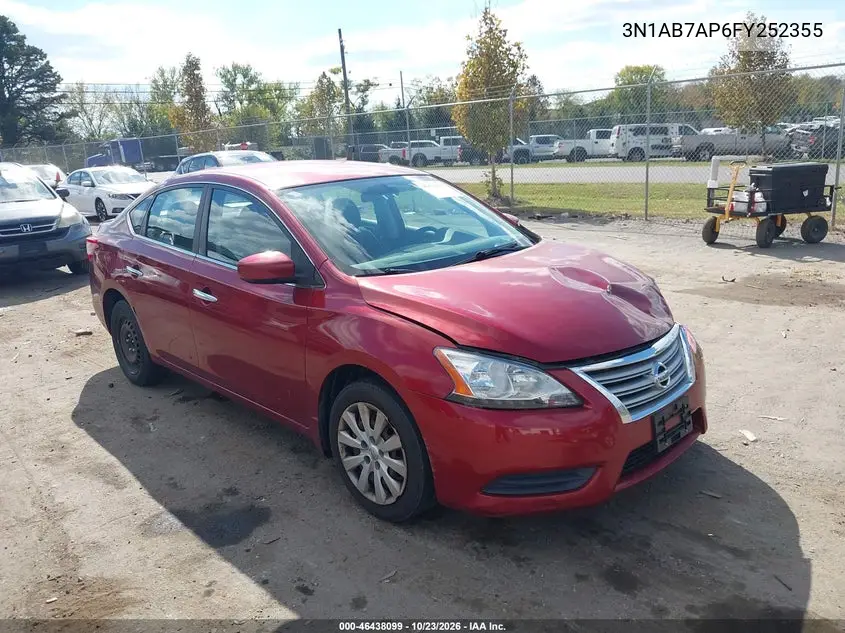 NISSAN SENTRA 2015, VIN 3N1AB7AP6FY252355