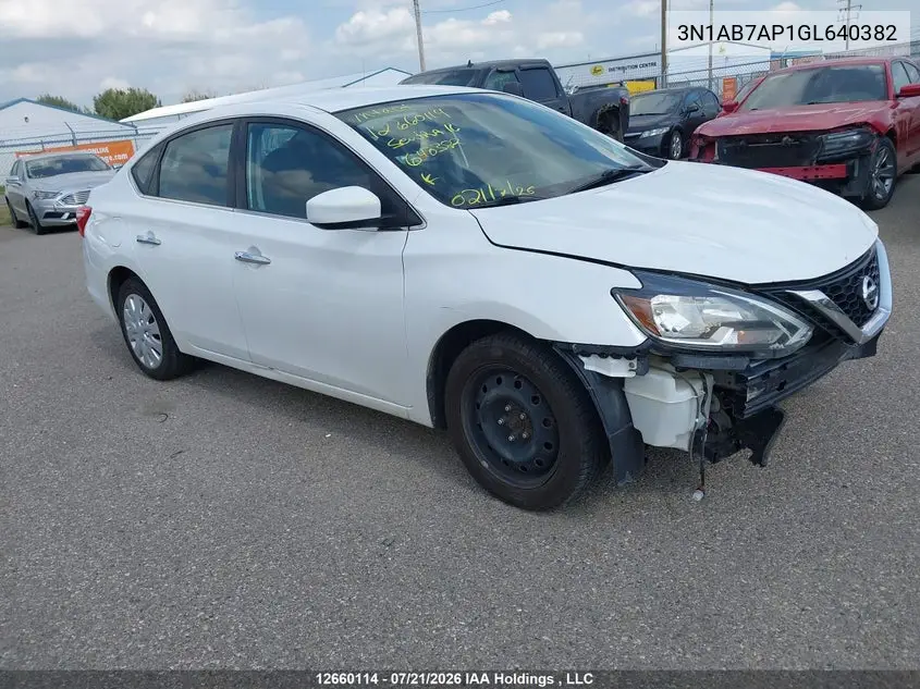 NISSAN SENTRA 2016, VIN 3N1AB7AP1GL640382