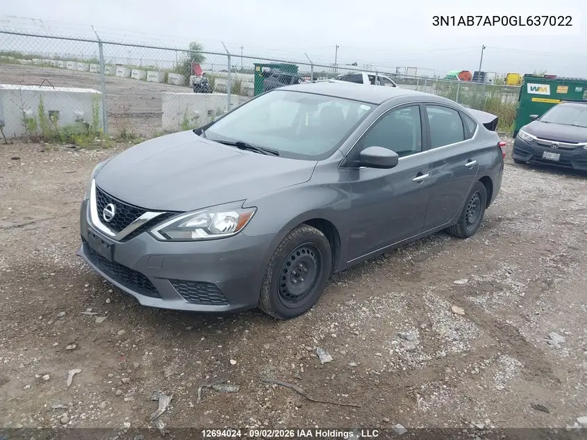 2016 NISSAN SENTRA VIN 3N1AB7AP0GL637022 — фото 2