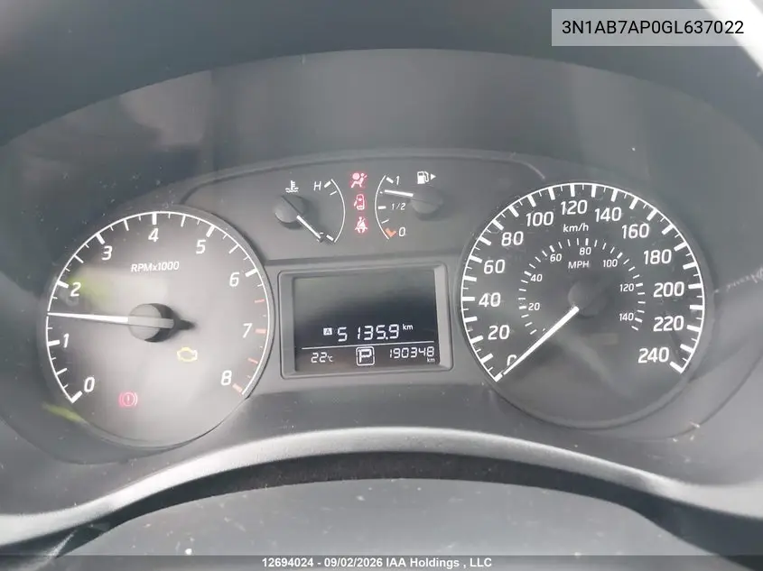 2016 NISSAN SENTRA VIN 3N1AB7AP0GL637022 — фото 7