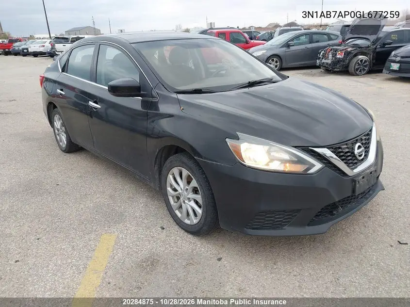 NISSAN SENTRA 2016, VIN 3N1AB7AP0GL677259