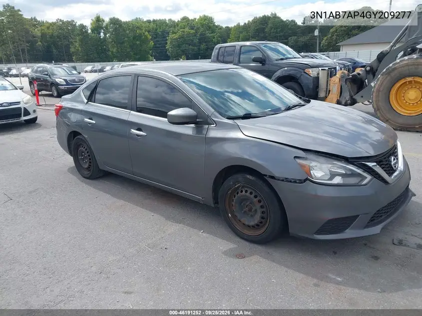 NISSAN SENTRA 2016, VIN 3N1AB7AP4GY209277