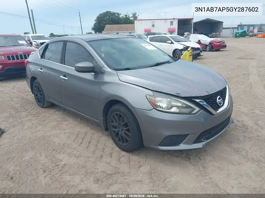 NISSAN SENTRA 2016, VIN 3N1AB7AP5GY287602