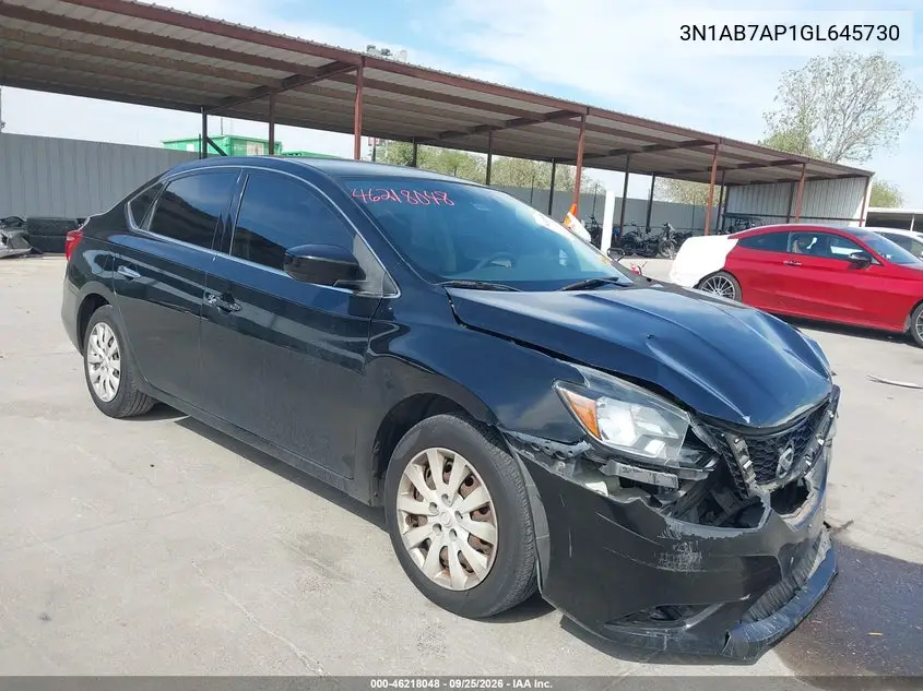 NISSAN SENTRA 2016, VIN 3N1AB7AP1GL645730
