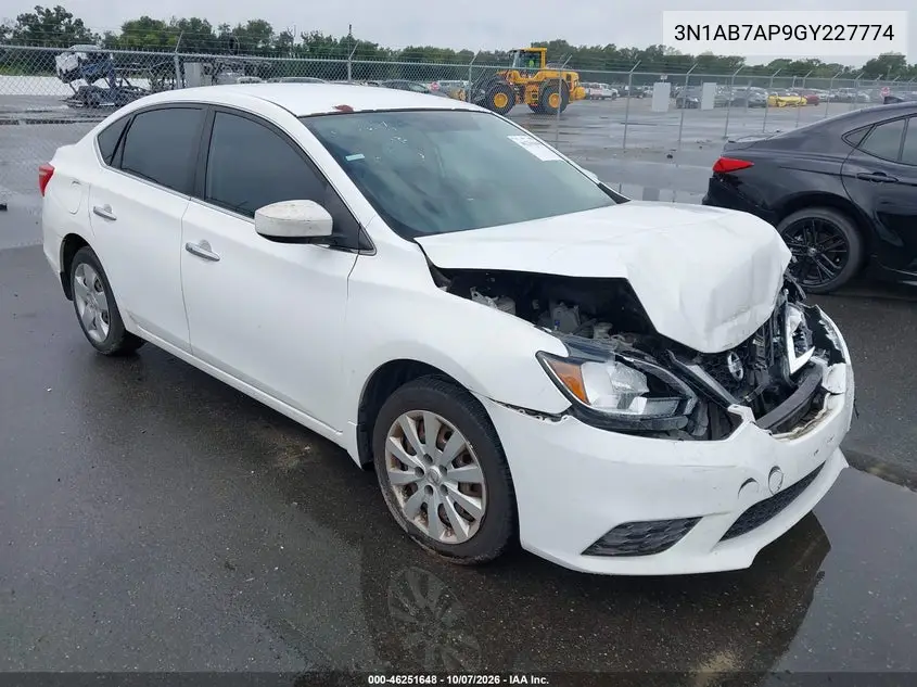 NISSAN SENTRA 2016, VIN 3N1AB7AP9GY227774