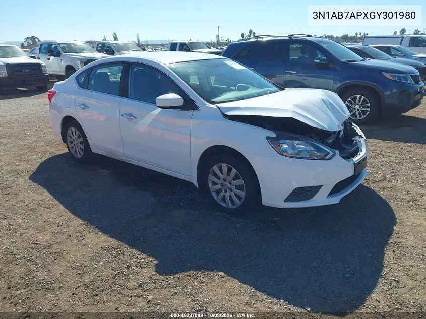 NISSAN SENTRA 2016, VIN 3N1AB7APXGY301980
