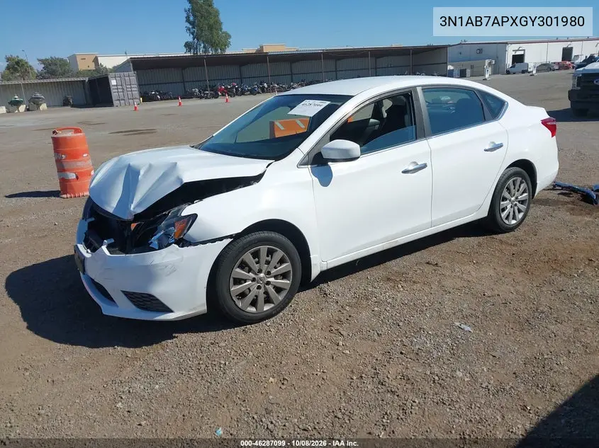 2016 NISSAN SENTRA VIN 3N1AB7APXGY301980 — фото 2