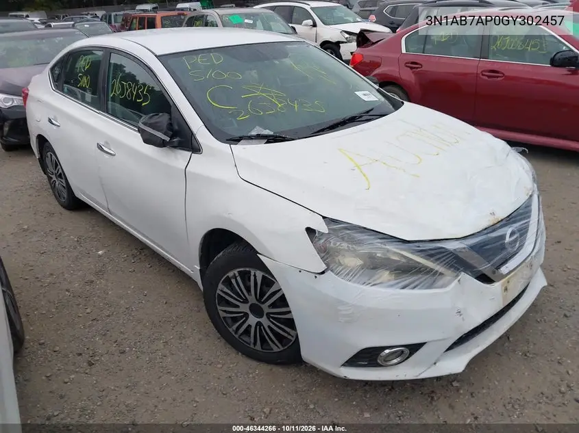 NISSAN SENTRA 2016, VIN 3N1AB7AP0GY302457