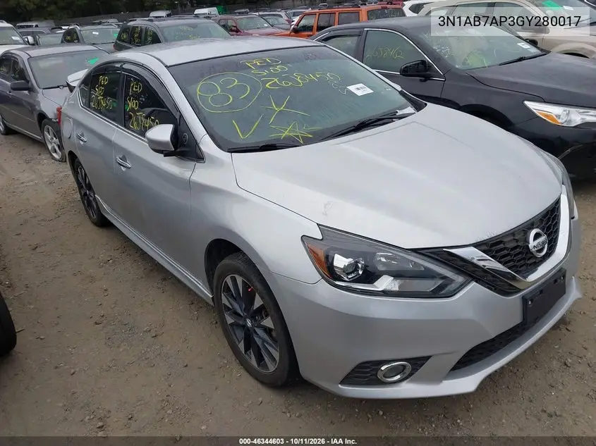 NISSAN SENTRA 2016, VIN 3N1AB7AP3GY280017