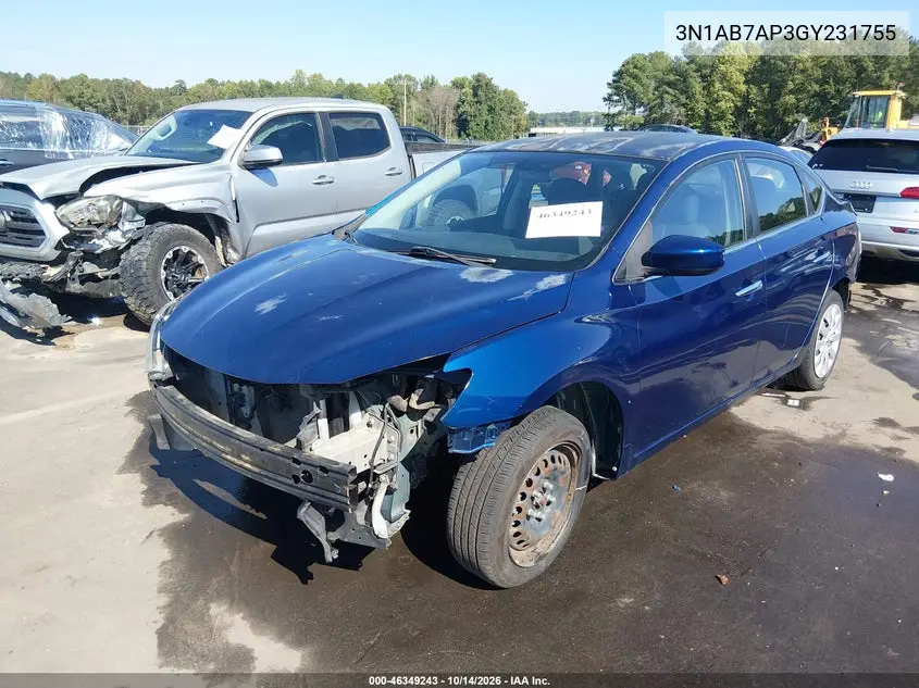 2016 NISSAN SENTRA VIN 3N1AB7AP3GY231755 — фото 2