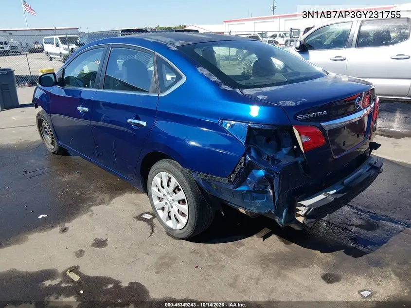 2016 NISSAN SENTRA VIN 3N1AB7AP3GY231755 — фото 3