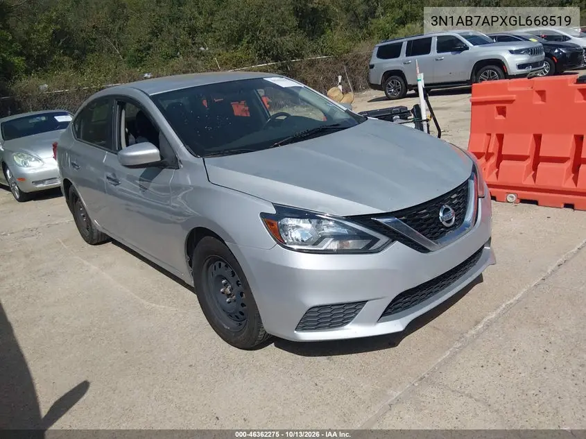 NISSAN SENTRA 2016, VIN 3N1AB7APXGL668519
