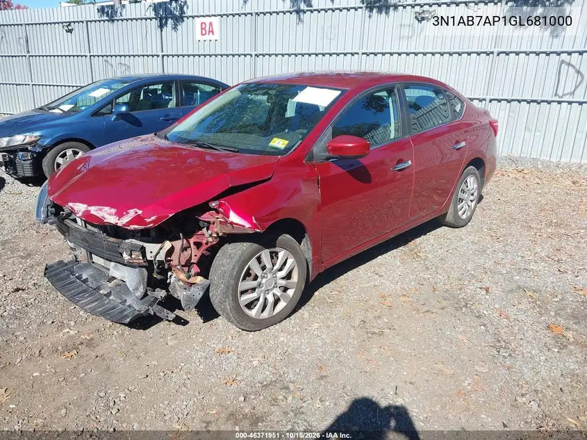 2016 NISSAN SENTRA VIN 3N1AB7AP1GL681000 — фото 2