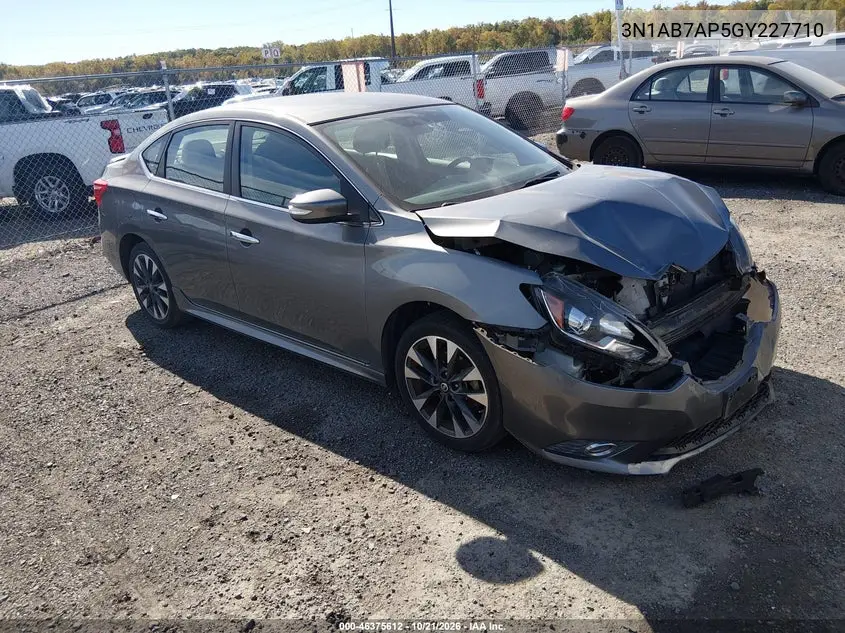 NISSAN SENTRA 2016, VIN 3N1AB7AP5GY227710